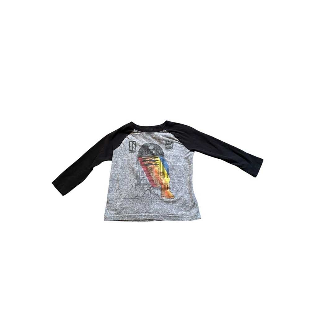 Star Wars R2D2‎ Gray Raglan Black Long Sleeve Toddler Boys Size 4T May The 4th